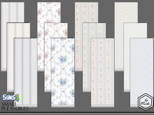 Sims 4 — cozy Provence 01 by Marko_An — Wallpaper for a cozy room with floral patterns