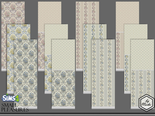 Sims 4 — cozy Provence 03 by Marko_An — Wallpaper for a cozy room with floral patterns