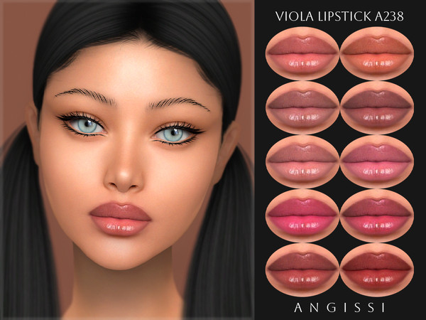 Sims 4 — Viola Lipstick A238 by ANGISSI — PREVIEWS MADE USING HQ MOD 10 colors