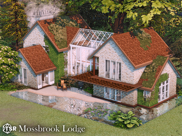 Sims 4 — Mossbrook Lodge l noCC by simZmora — This nature-inspired build features 2 bedrooms, including a childs room, 2
