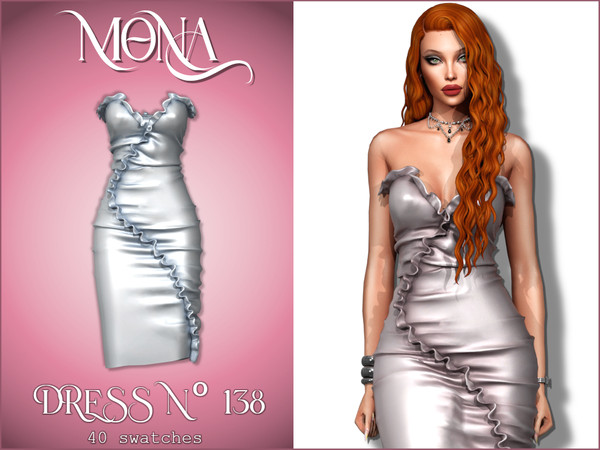 Sims 4 — Gathered silk dress by Mona — -New mesh-