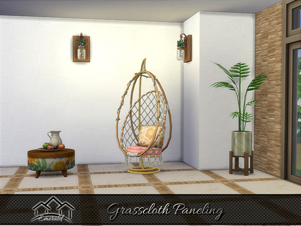 Sims 4 — Grasscloth Paneling 4 by Emerald — Creating cozy sophisticated atmospheres with grasscloth paneling.