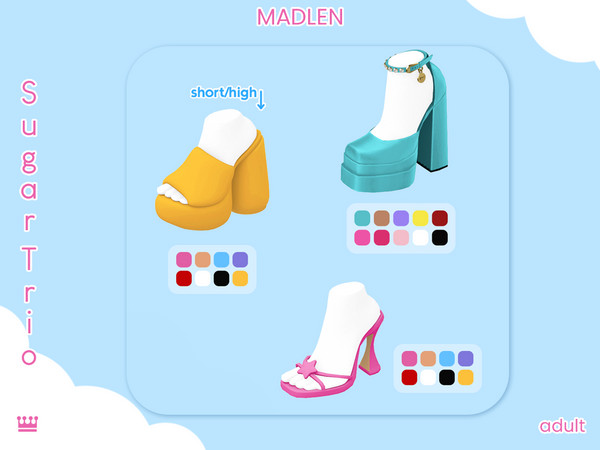 Sims 4 — [Madlen] Bubble Shoes (Short) by Madlen — Inspired by Barbiecore, I present to you the "Sugar Trio"