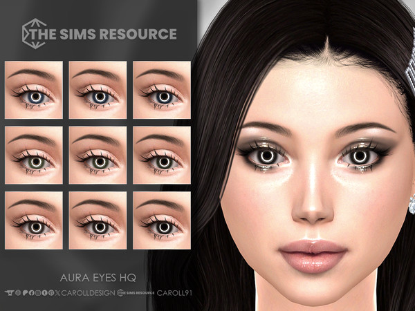 Sims 4 — Aura Eyes HQ by Caroll912 — A 9-swatch dark face paint set of eyes in different shades of blue, green and brown.