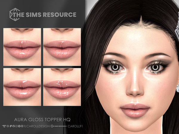 Sims 4 — Caroll91 Aura Gloss Topper HQ (Lipstick version) by Caroll912 — A mini set of 4 Lipstick Gloss Toppers. Suited