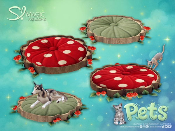 Sims 4 — Magic Meadows Pets Bed Large by SIMcredible! — We've expanded our Magic Meadows collection to include enchanted