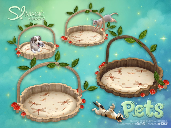 Sims 4 — Magic Meadows Pets Bed Wooden basket Small by SIMcredible! — We've expanded our Magic Meadows collection to