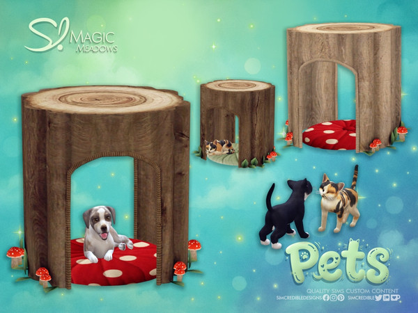Sims 4 — Magic Meadows Pets Tree Stump Bed Small by SIMcredible! — We've expanded our Magic Meadows collection to include