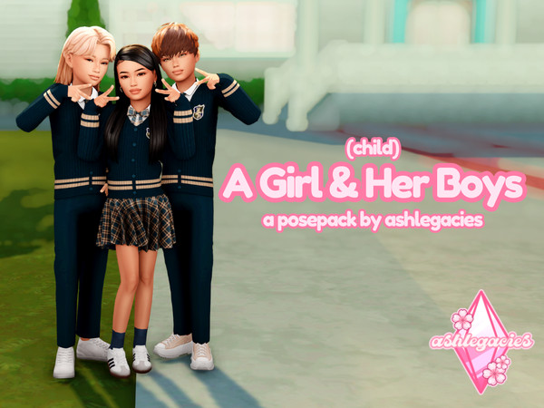 Sims 4 — A Girl & Her Boys (Child) by ashlegacies — - Posepack