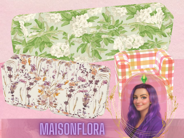 Sims 4 — Maisonflora Seat Set by gokcemsims — Bring a touch of elegance to your Sims living spaces with the Maisonflora