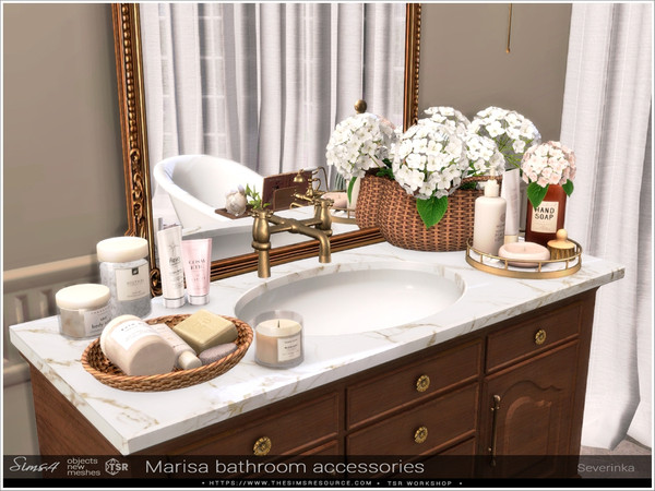 Sims 4 — Marisa bathroom accessories by Severinka_ — A set of decor for bathroom decoration.