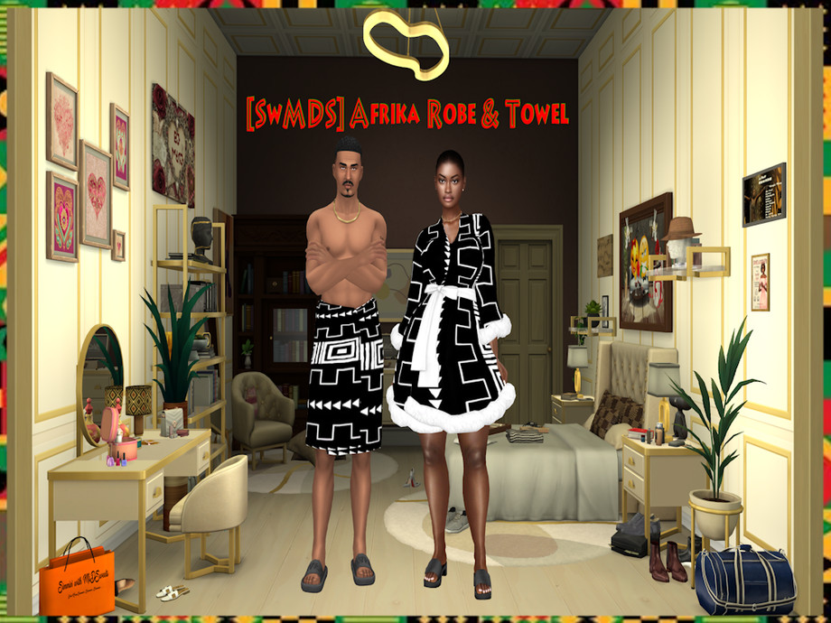 The Sims Resource | [SwMDS] Afrika Robe & Towel Set