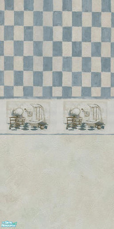 Sims 2 — Bathroom Walls - Blue Check Top by Primetime024 — As name implies.
