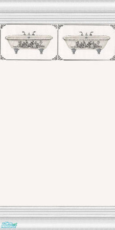Sims 2 — Bathroom Walls - Black by Primetime024 — White Bathroom wall with black bath tub border