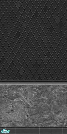 Sims 2 — D2DMarble Tile - Black by D2Diamond — Marble tile base and Diamond tile wall.