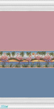Sims 2 — Flamingo Boarder Pink and Blue Wall by Primetime024 — Pink and blue wall with flamingo boarder.