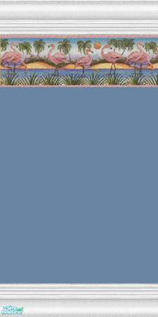Sims 2 — Flamingo Boarder Blue Wall by Primetime024 — Blue wall with flamingo boarder.