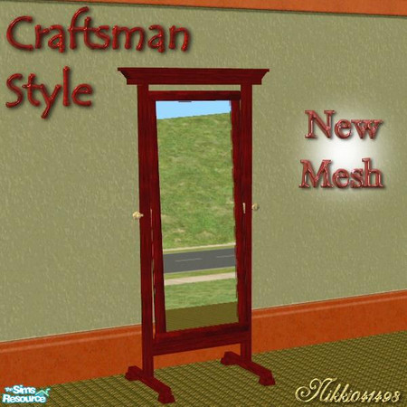 Sims 2 — Craftsman Floor Mirror by Nikki041498 — New Mesh. Deep wood tones and simple lines of the classic Craftsman