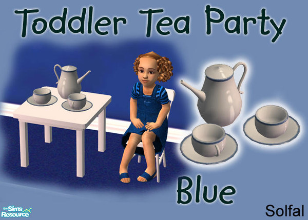 Sims 2 — Toddler Tea Party Blue by solfal — Yhis tea set can be placed at any table. Decorative only