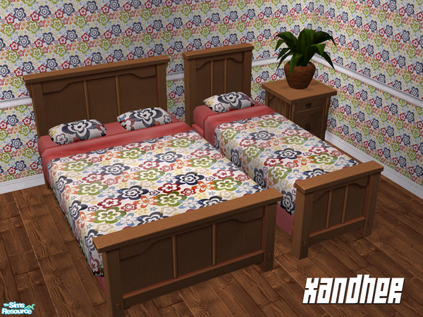 Sims 2 — Blossom Bedding - Darby by Xandher — Pretty bedding for your sims in colorful floral patterns. Deep blues, reds,