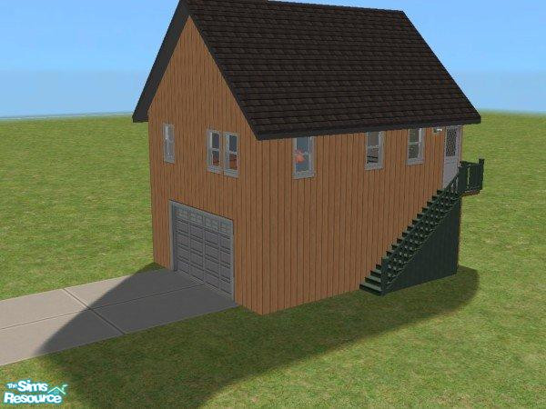 Sims 2 — 743 Manic St. by Thrennish — Another garage experiment. A one-man apartment over a one-car garage. There's an