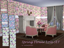 Sims 4 — Spring Flower Love SET by matomibotaki — Welcome spring with a cheerful floral wallpaper, all 3 wallpapers