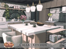 Sims 4 — Calla - Kitchen by Rirann — Calla is a cozy kitchen in black, white, beige, and pink colors