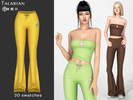 Sims 4 — Kenzie Flared Drawstring Sweatpants by talarian — High-waist sweatpants featuring adjustable drawstring
