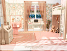 Sims 4 — Sarah Bedroom by BlusterSims — A cozy pastel kids bedroom with floral wallpaper, soft pink accents, and playful