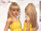 Sims 4 — Skye Hair - Child version by Lewbertsn00tles — A long, wavy high ponytail hairstyle with straight bangs and
