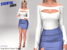 Sims 4 — Long-sleeve cutout blouse (essential edges set) by Layla — Female long-sleeve cutout blouse This set was release