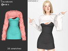 Sims 4 — Marlowe Mini Dress with Cropped Long Sleeve Top v2 by talarian — Fitted mini dress with thin shoulder straps