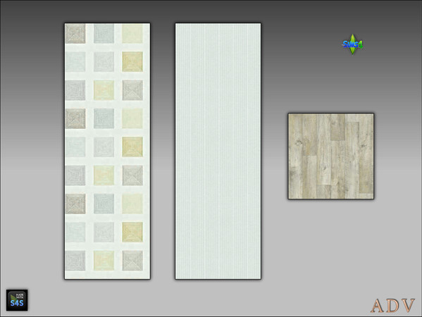 Sims 4 — ADV_Mabra_s4WallFloorSet76 by MABRA2 — 2 wallpapers with a matching floor
