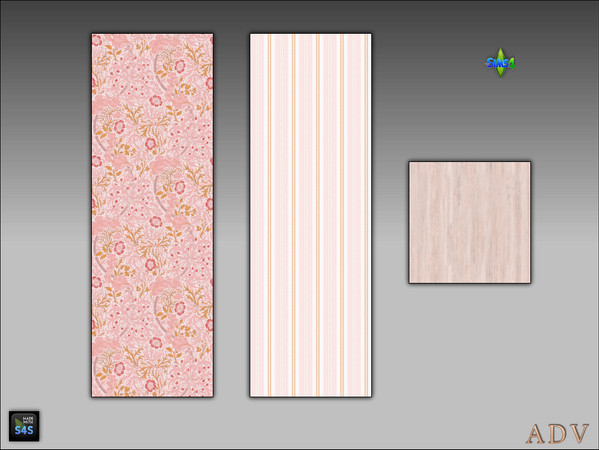 Sims 4 — ADV_Mabra_s4WallFloorSet78_floor by MABRA2 — 2 wallpapers with a matching floor