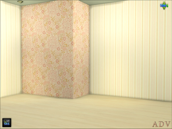 Sims 4 — ADV_Mabra_s4WallFloorSet78_walls by MABRA2 — 2 wallpapers with a matching floor