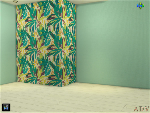 Sims 4 — ADV_Mabra_s4WallFloorSet79_walls by MABRA2 — 2 wallpapers with a matching floor