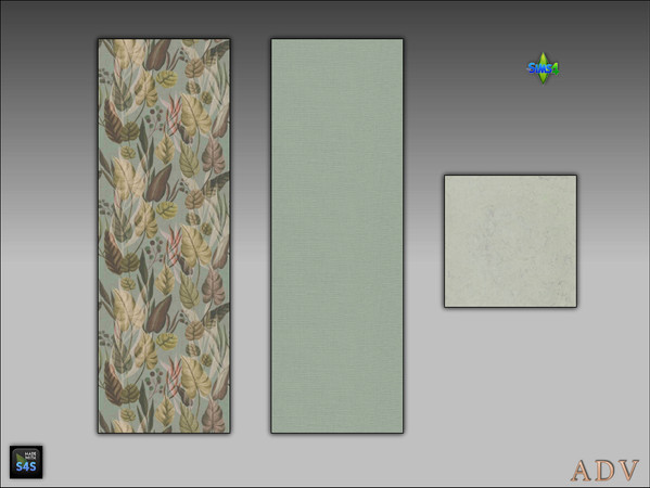 Sims 4 — ADV_Mabra_s4WallFloorSet80_floor by MABRA2 — 2 wallpapers with a matching floor