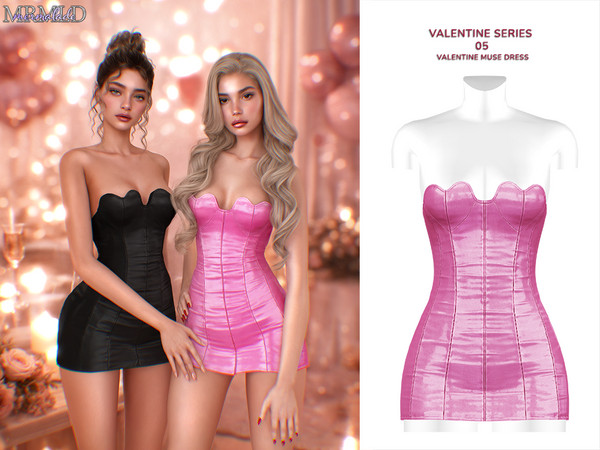 Sims 4 — [PATREON] Valentines Series 05 - Valentine Muse Dress by Mermalade — Valentine Muse Dress