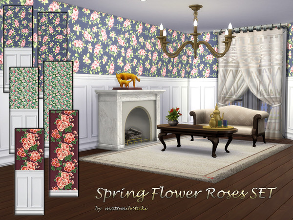 Sims 4 — Spring Flower Roses SET by matomibotaki — Fresh spring floral wallpapers, all 3 wallpapers available in 2