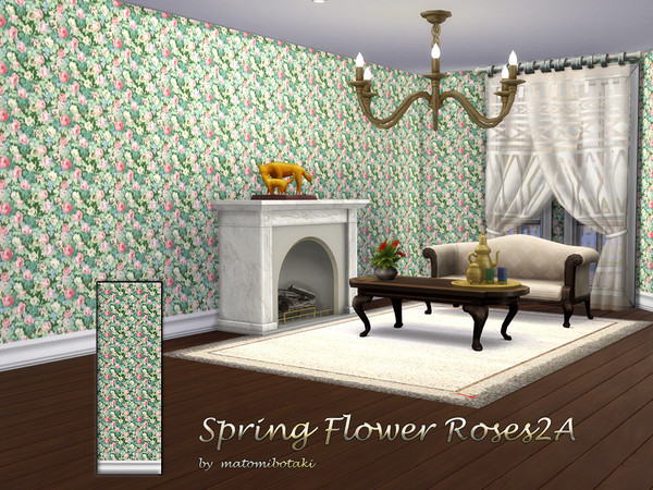 Sims 4 — Spring Flower Roses2A by matomibotaki — Fresh spring floral wallpapers, all 3 wallpapers available in 2