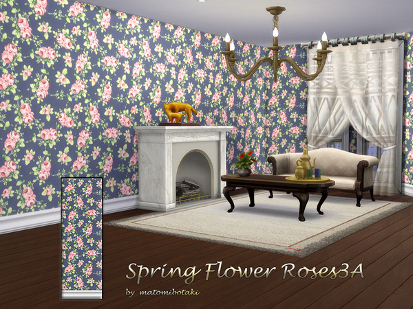Sims 4 — Spring Flower Roses3A by matomibotaki — Fresh spring floral wallpapers, all 3 wallpapers available in 2