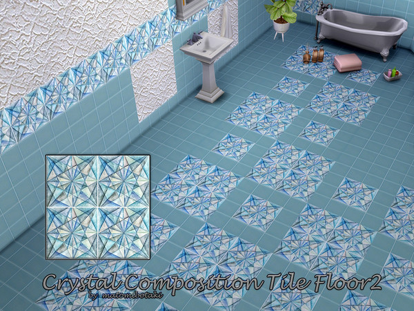 Sims 4 — Crystal Composition Tile Floor2 by matomibotaki — 3 coordinated tile flooring options, some combined with