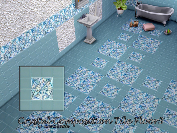 Sims 4 — Crystal Composition Tile Floor3 by matomibotaki — 3 coordinated tile flooring options, some combined with