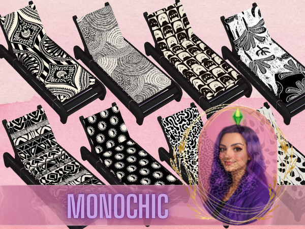 Sims 4 — Monochic Lounger by gokcemsims — A modern black and white sun lounger designed for stylish poolside and outdoor