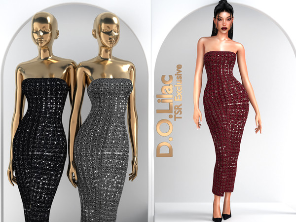 Sims 4 — Beaded Maxi Tube Dress DO2182 by DOLilac — Custom thumbnail