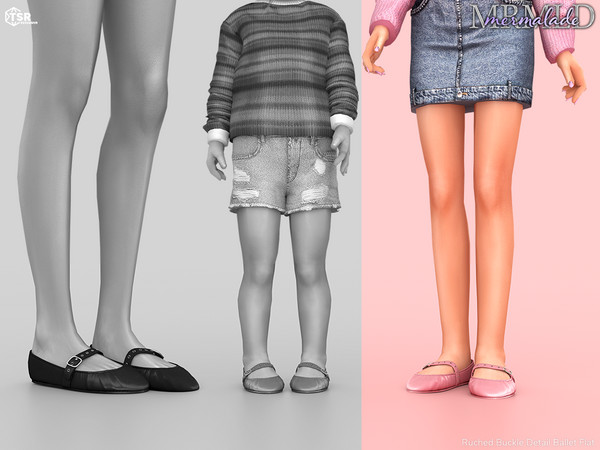 Sims 4 — MERMALADE Ruched Buckle Detail Ballet Flat S699 (Toddler) by Mermalade — New Mesh