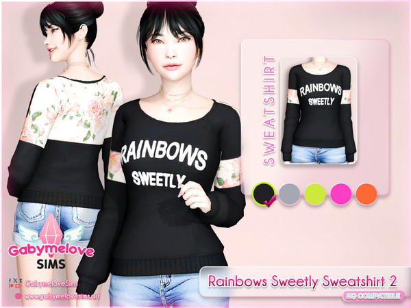 Sims 4 — Rainbows Sweetly Sweatshirt V.2.0 - Spa Day by GabymeloveSims — Asian Fashion Spa Day needed