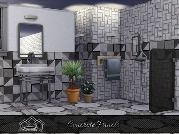 Sims 4 — Concrete Panels 2 by Emerald — Upgrade your walls with concrete panels for maximum durability and styles.