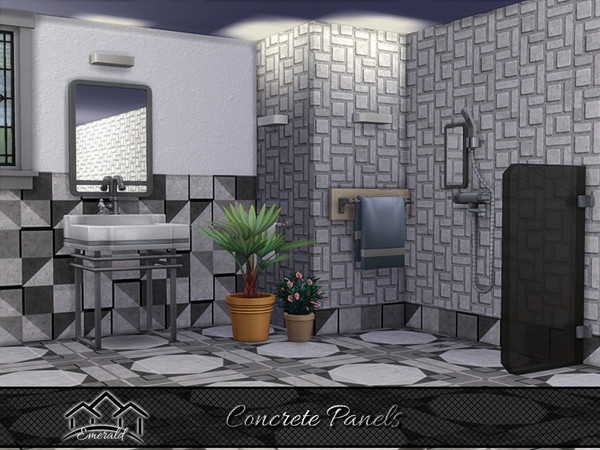 Sims 4 — Concrete Panels 3 by Emerald — Upgrade your walls with concrete panels for maximum durability and styles.