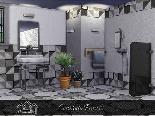 Sims 4 — Concrete Panels 6 by Emerald — Upgrade your walls with concrete panels for maximum durability and styles.